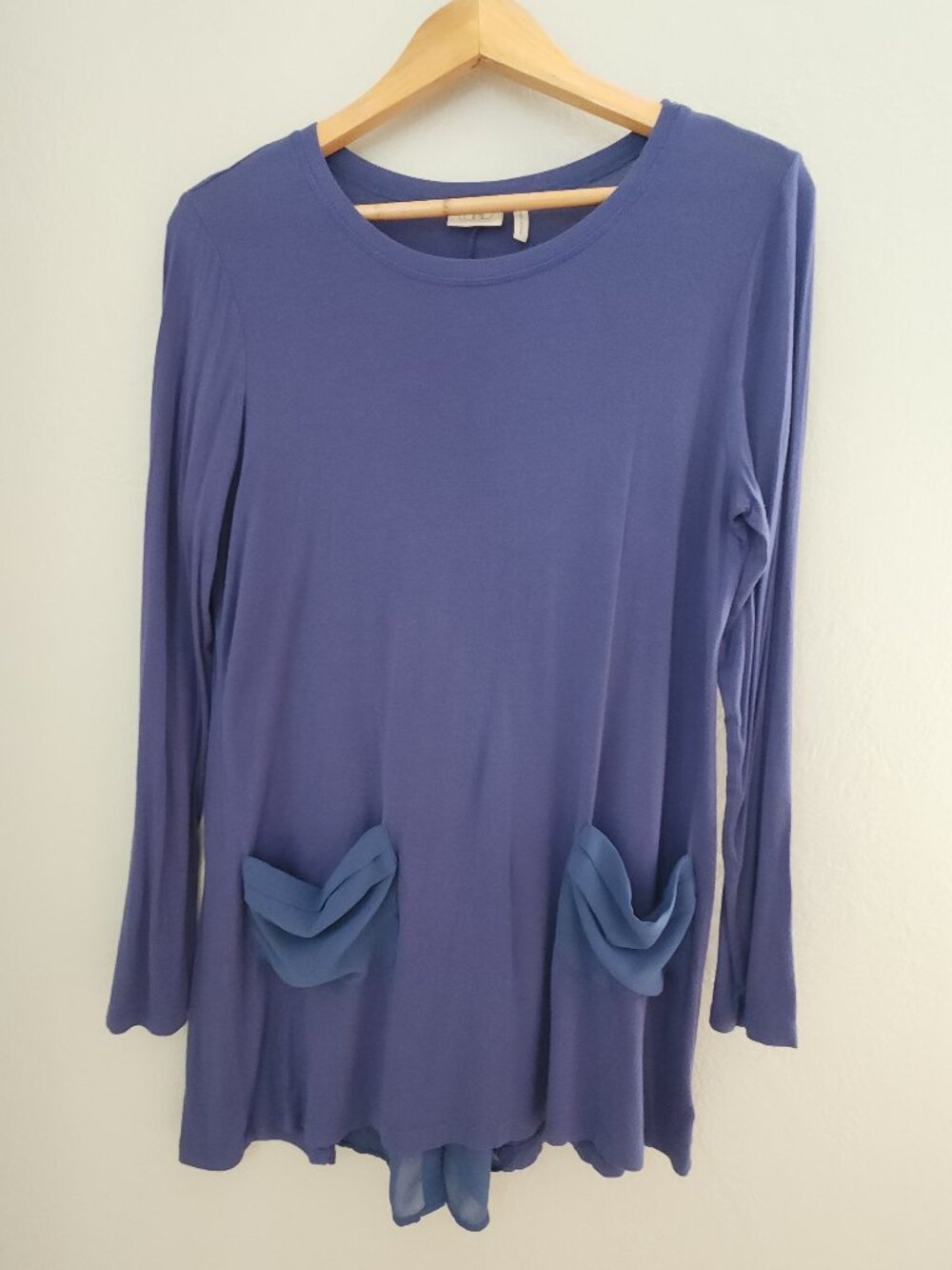 LOGO by Lori Goldstein Blue Long-Sleeved Flowing Tunic Shirt Womens Size Medium